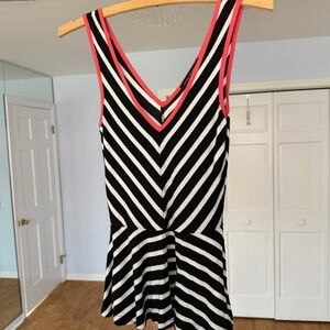 Nordstrom Juniors Black and White Striped Peplum Tank